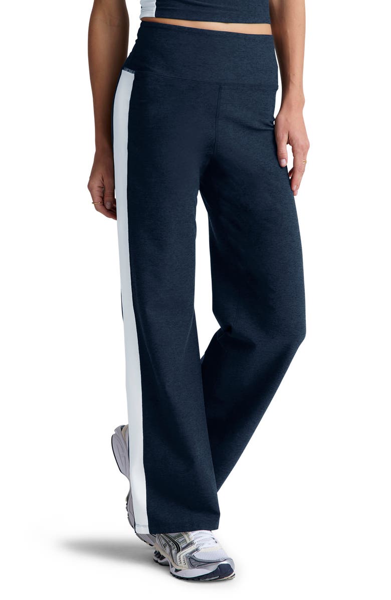 Beyond Yoga Space Dye Laid Back Stripe Pants, Main, color, Nocturnal Navy/ Cloud White