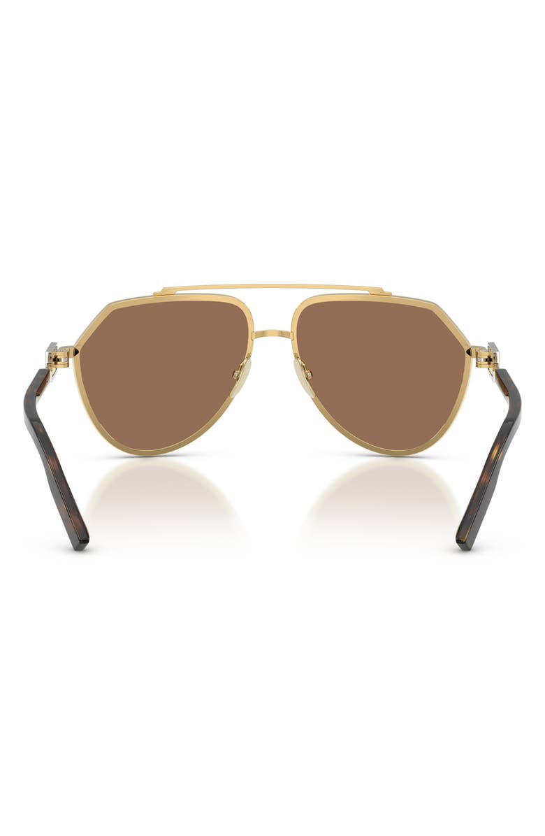 Dolce&Gabbana 62mm Oversize Pilot Sunglasses, Alternate, color, Gold/Dark Brown