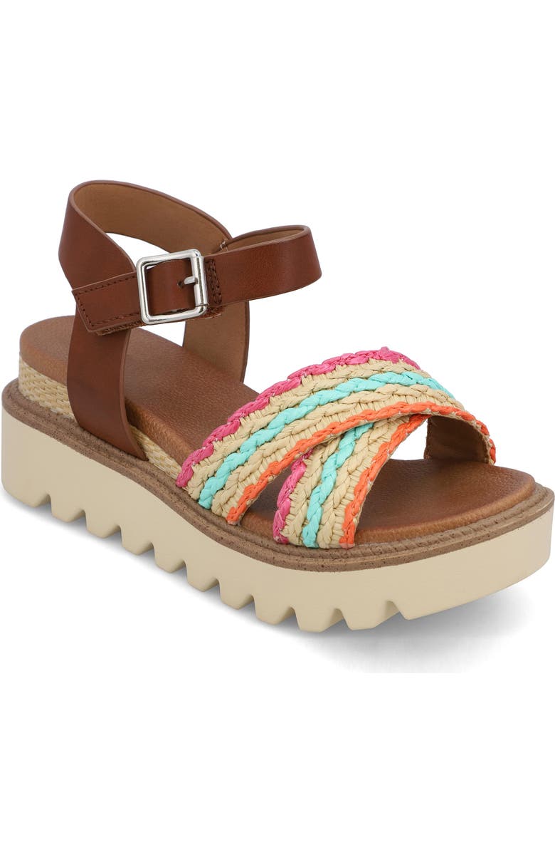 MIA Kids' Zhella Platform Wedge Sandal, Main, color, Cognac Multi