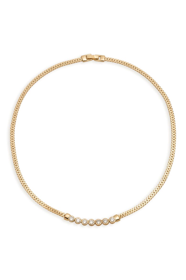 Cubic Zirconia Herringbone Collar Necklace, Main, color, CRY