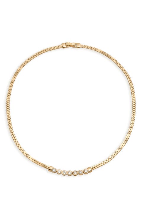 Cubic Zirconia Herringbone Collar Necklace