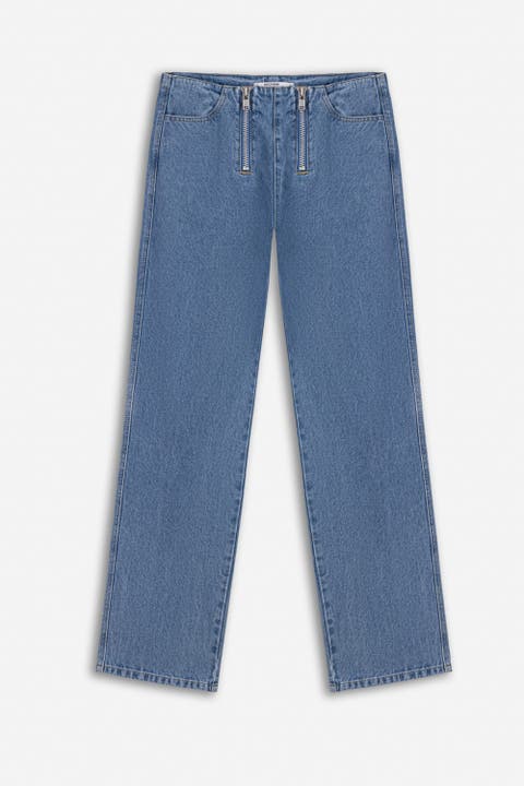 Double Zip Straight Leg Jeans