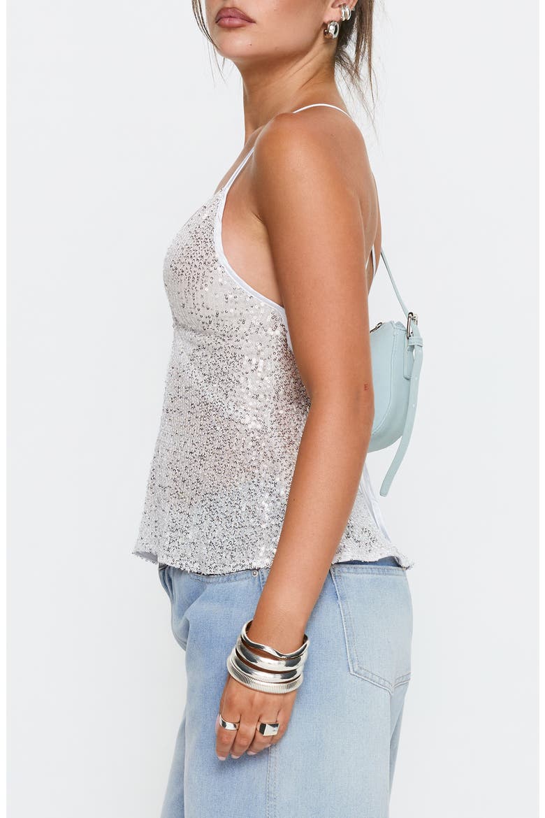 Opaline Sequin Camisole, Alternate, color, SILVER