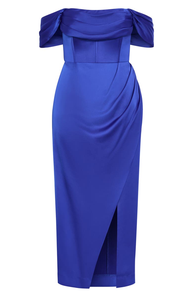 City Chic Forbidden Love Off the Shoulder Maxi Dress, Alternate, color, Ultra Blue
