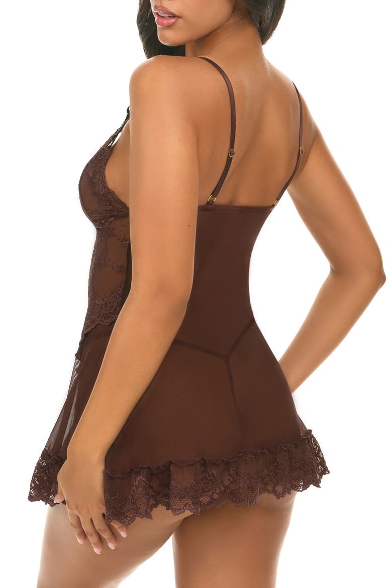 Valentine Soft Cup Babydoll Chemise & G-String Thong, Alternate, color, PUCE