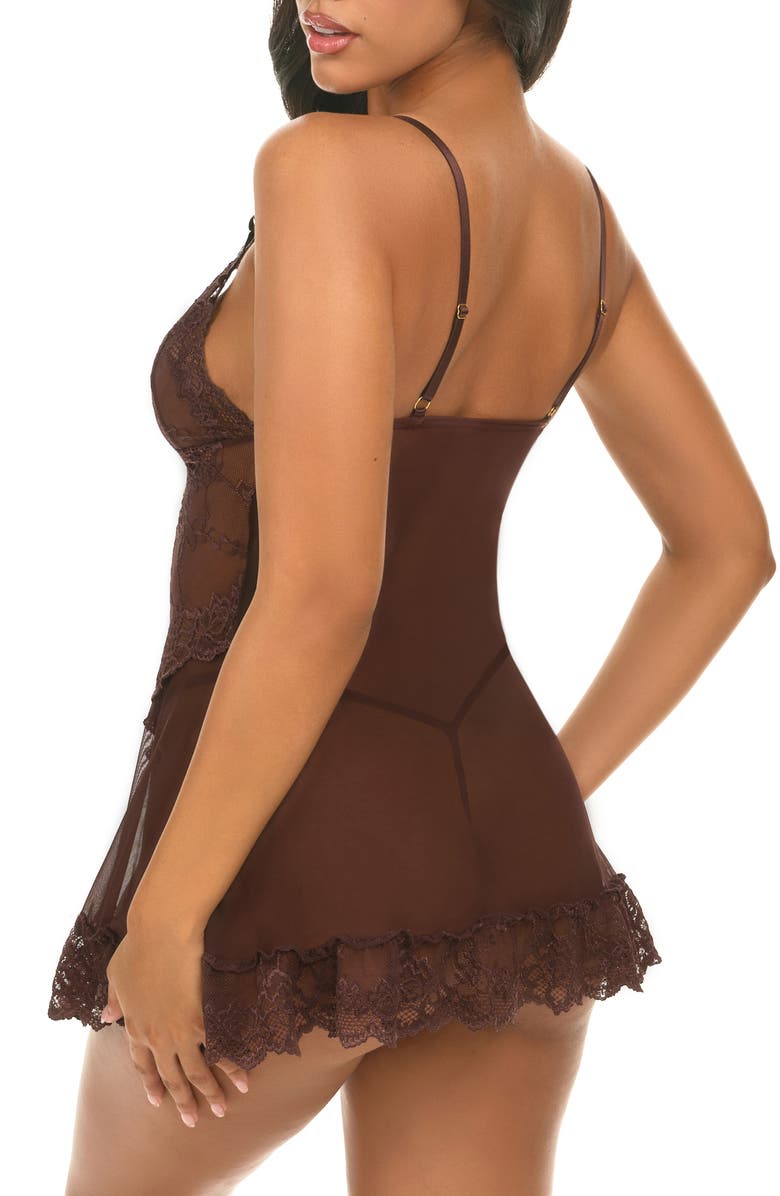 Oh La La Cheri Valentine Soft Cup Babydoll Chemise & G-String Thong, Alternate, color, Puce