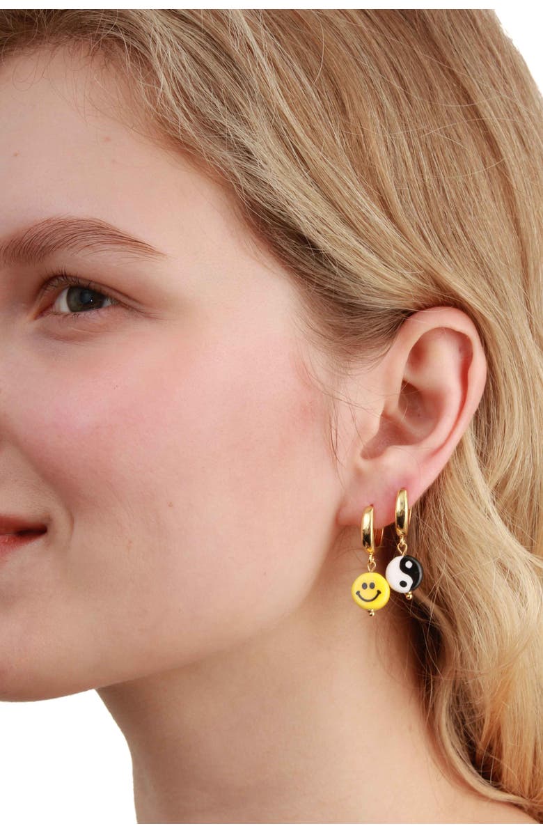 Velvet Luna Ceramic Yin Yang And Smile Earrings, Alternate, color, Multi Colored