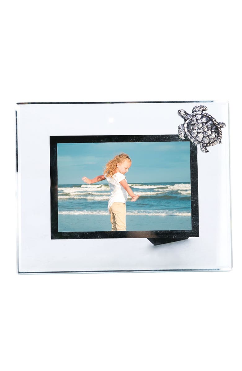 Beachcombers 4X6 Photo Picture Frame With Pewter Turtle, Main, color, White