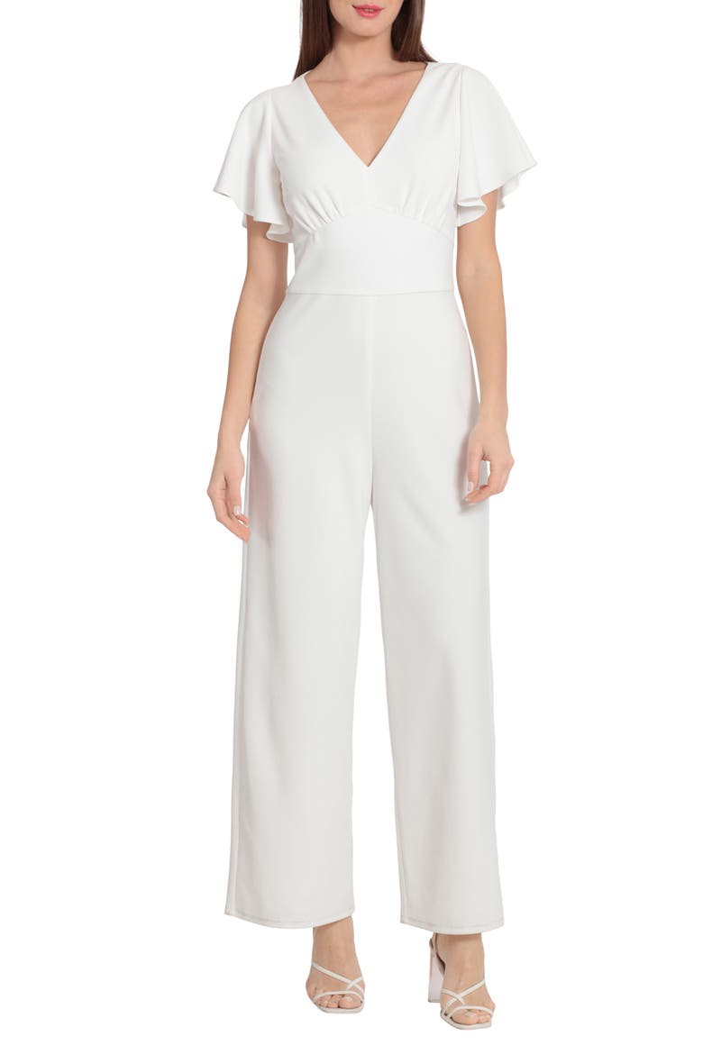 Flutter Sleeve Wide Leg Jumpsuit, Main, color, IVORY