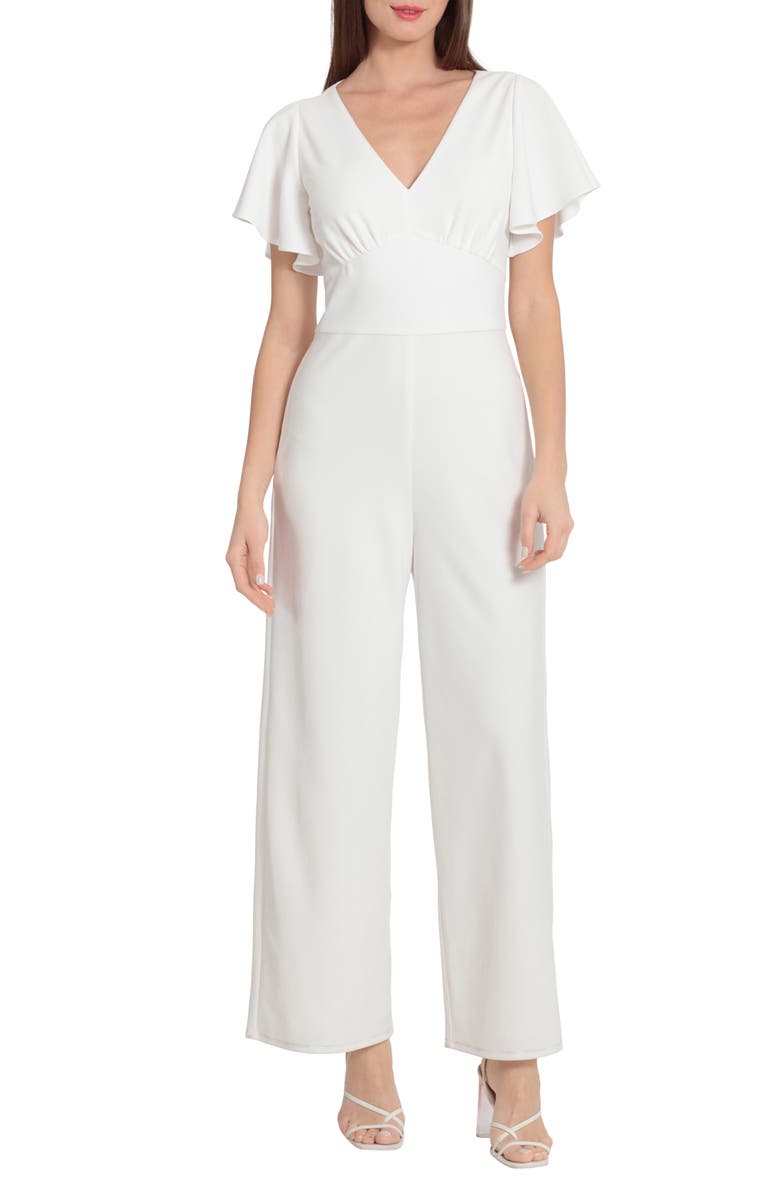 Maggy London Flutter Sleeve Wide Leg Jumpsuit, Main, color,