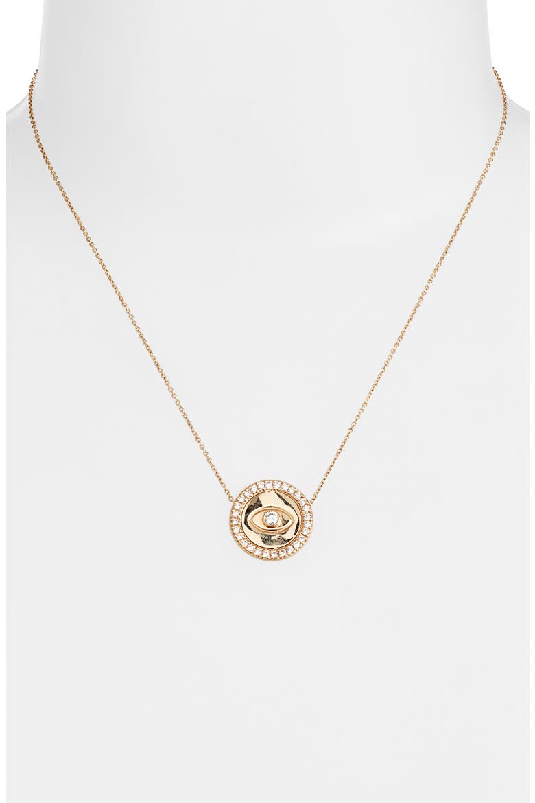 Classique Royale Evil Eye Disk Necklace, Alternate, color, DIAMOND