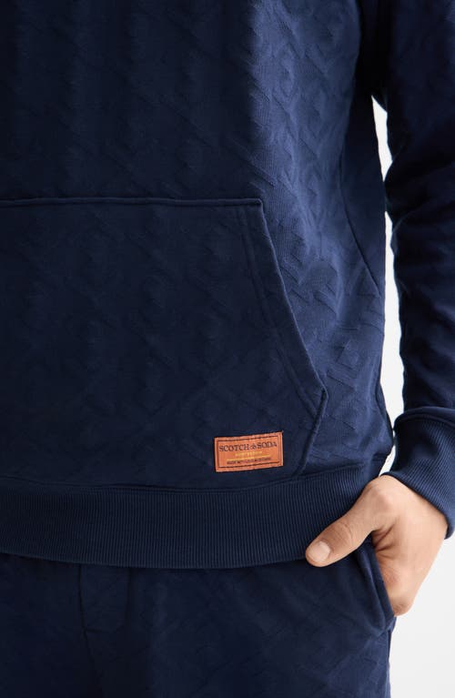 Scotch & Soda Geo Jacquard Terry Hoodie In Blue