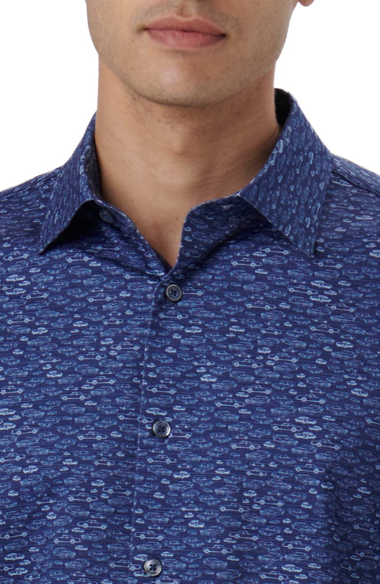 Bugatchi James OoohCotton<sup>®</sup> Car Print Button-Up Shirt, Alternate, color,