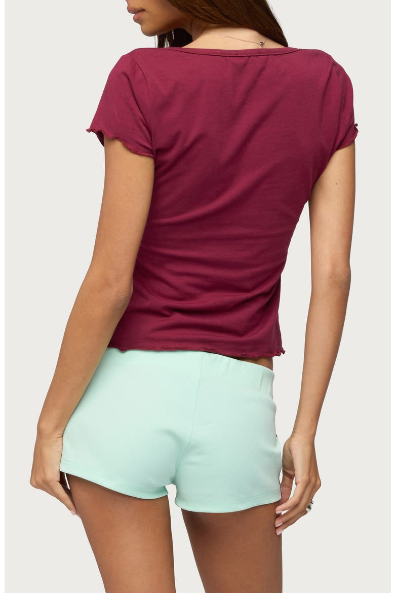 Lilibeth Short Sleeve Henley T-Shirt, Alternate, color, BURGUNDY