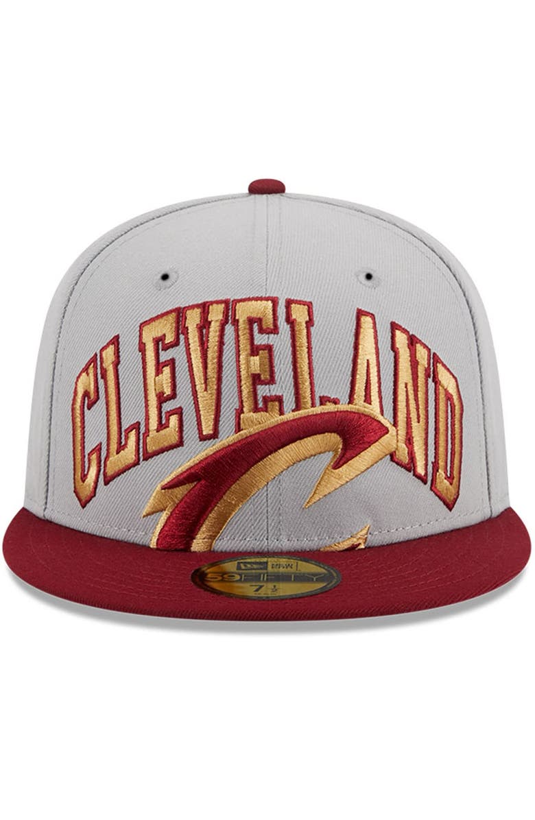 New Era Men's New Era Gray/Wine Cleveland Cavaliers Tip-Off Two-Tone 59FIFTY Fitted Hat, Alternate, color, Gray