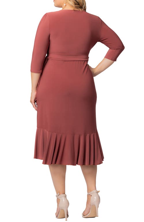 Kiyonna Whimsy Wrap Dress In Burgundy