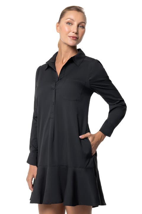 Castaneda Short Flared Shirt Dress With Long Sleeves, Upf 50+ Sun Protection