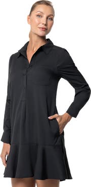 Coolibar Castaneda Short Flared Shirt Dress With Long Sleeves, Upf 50+ Sun Protection