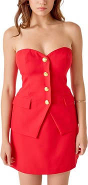 MARSY Strapless Button Top