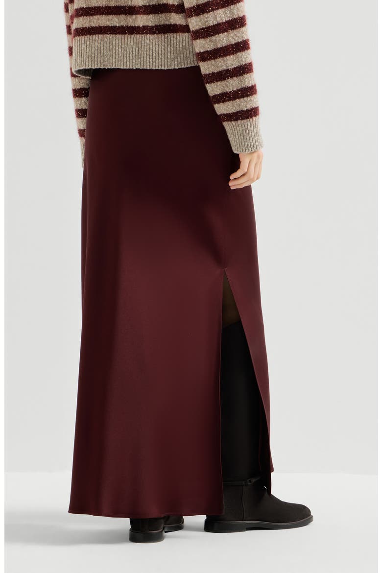 Satin cady fluid bias-cut skirt, Alternate, color, Wine