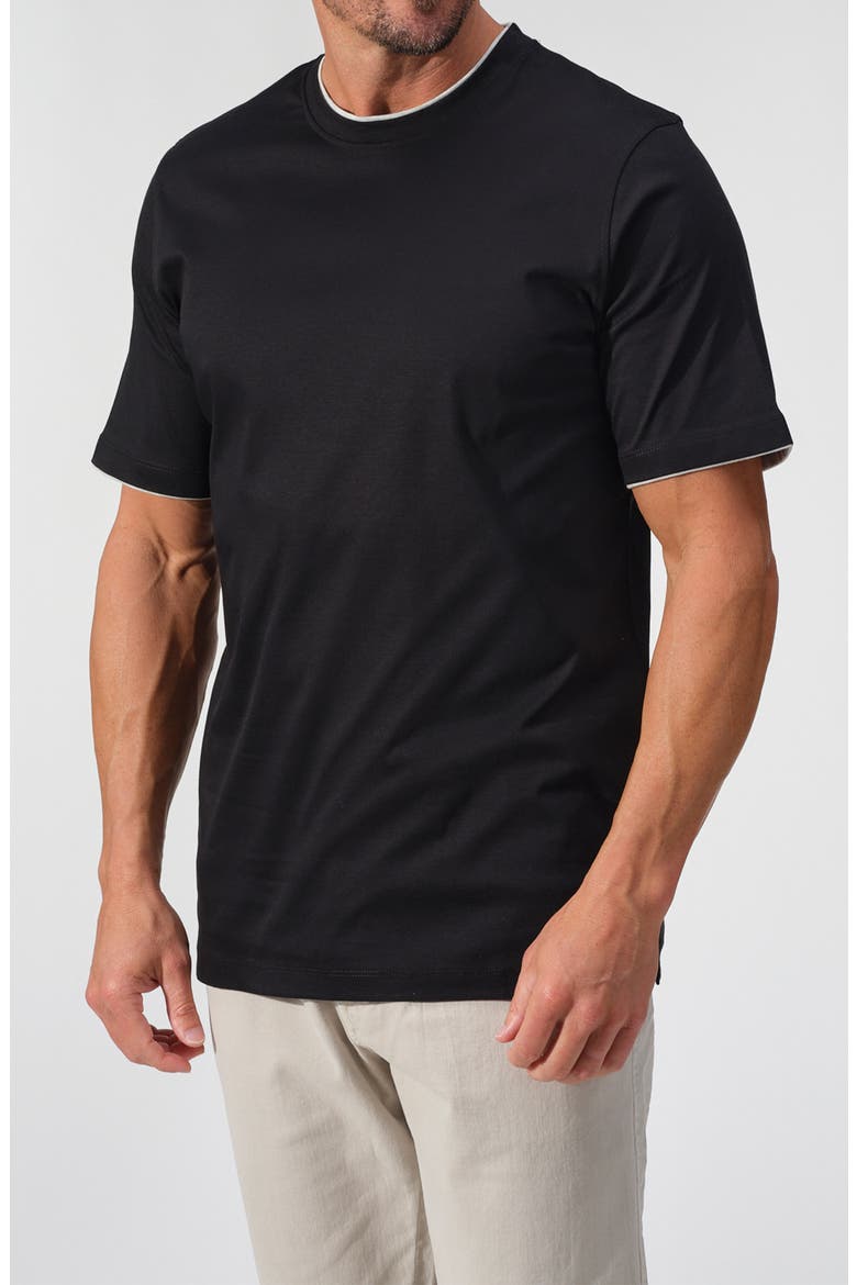Faux Layering T-Shirt, Main, color, BLACK