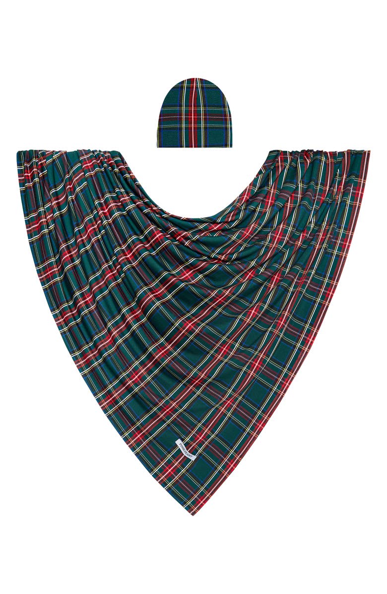Posh Peanut Tartan Plaid Beanie & Swaddle Set, Main, color, 