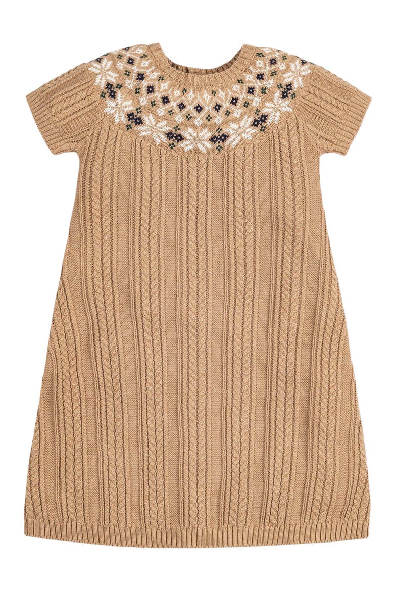 Girls' Organic Fair Isle Cable Sweater Dress, Toddler, Alternate, color, Ivory Fair Isle Cable