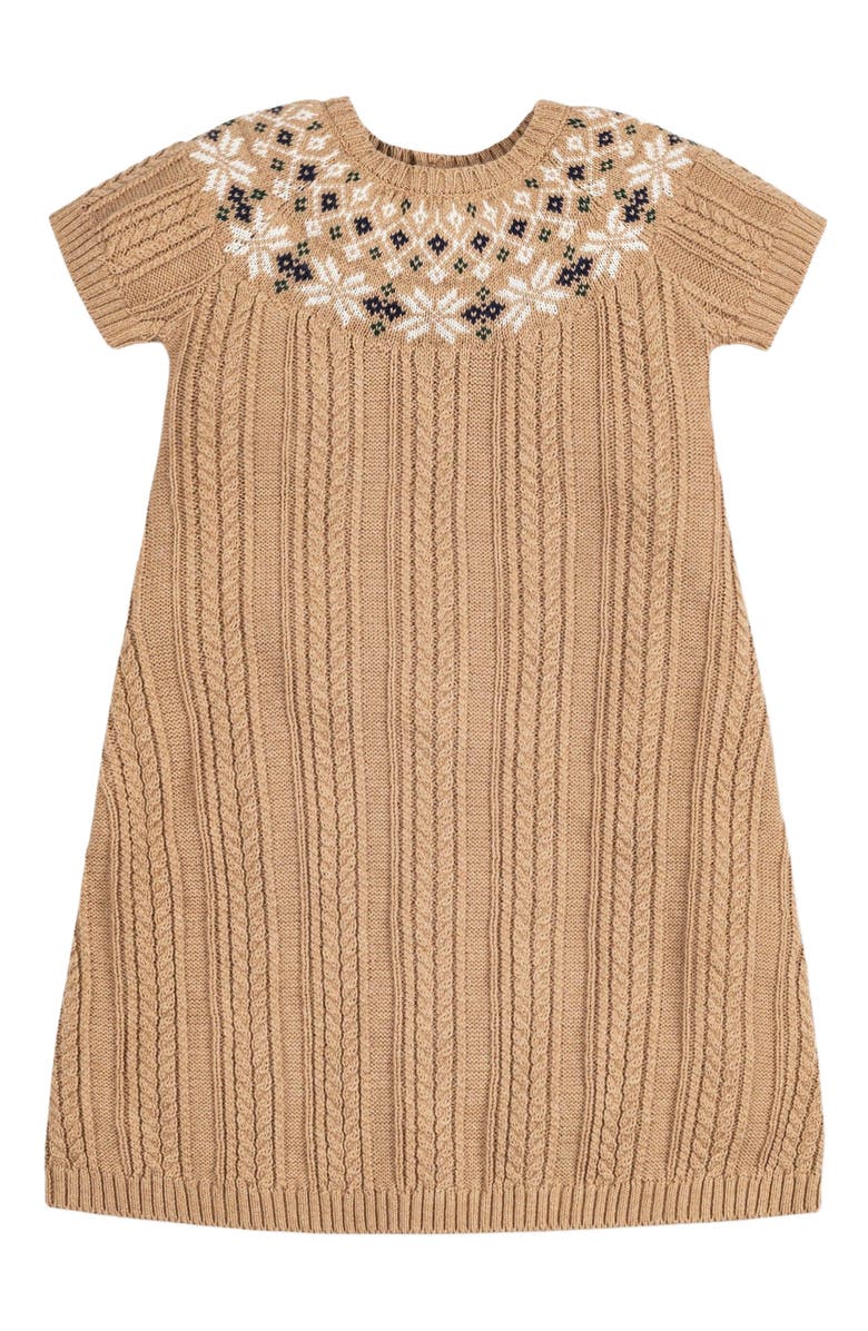 Hope & Henry Girls' Organic Fair Isle Cable Sweater Dress, Toddler, Alternate, color, 