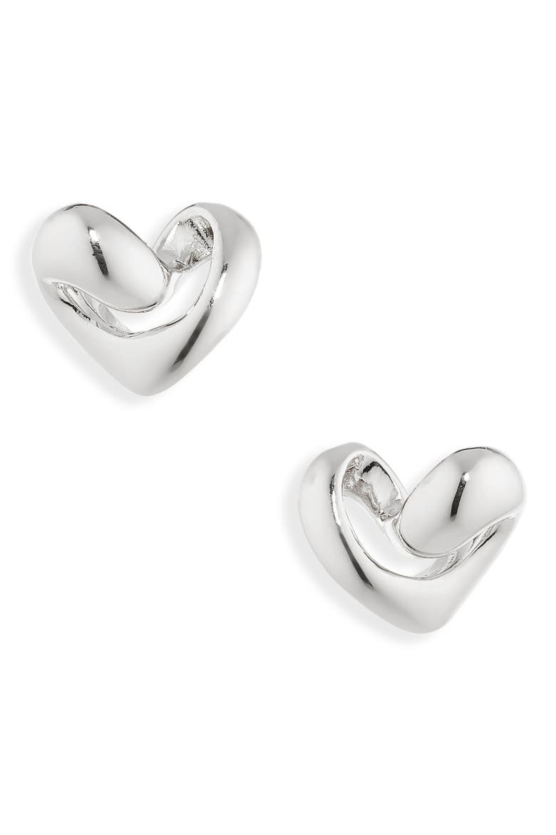 Infinity Heart Stud Earrings, Main, color, STERLING SILVER