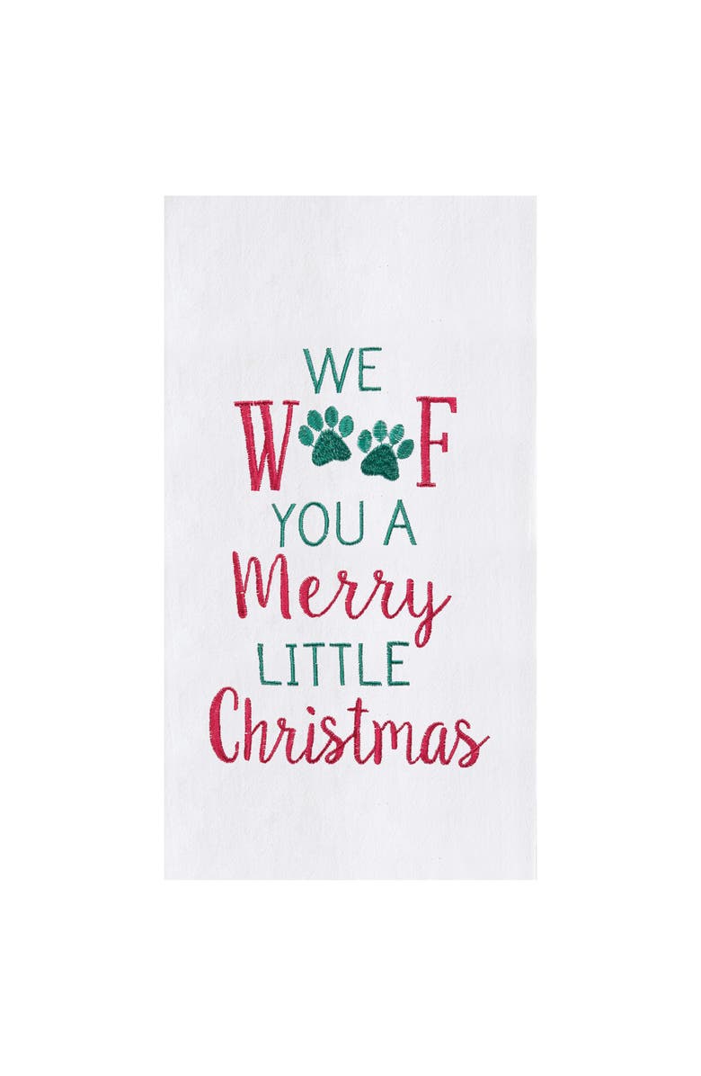 C&F Home Merry Woofmas Embroidered Flour Sack Kitchen Towel Set of 2, Main, color, White