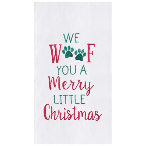 Merry Woofmas Embroidered Flour Sack Kitchen Towel Set of 2