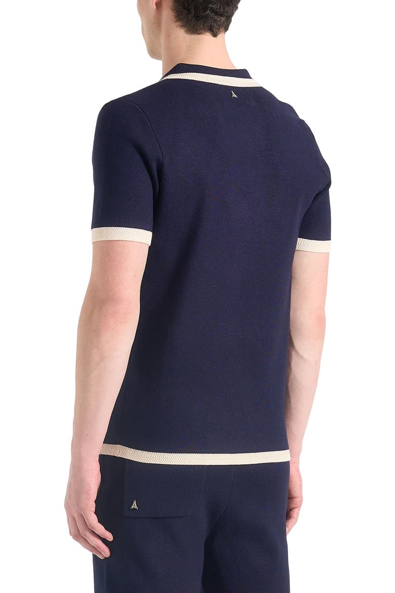 Lambert Contrast Detail Knit Polo Shirt, Alternate, color, Navy