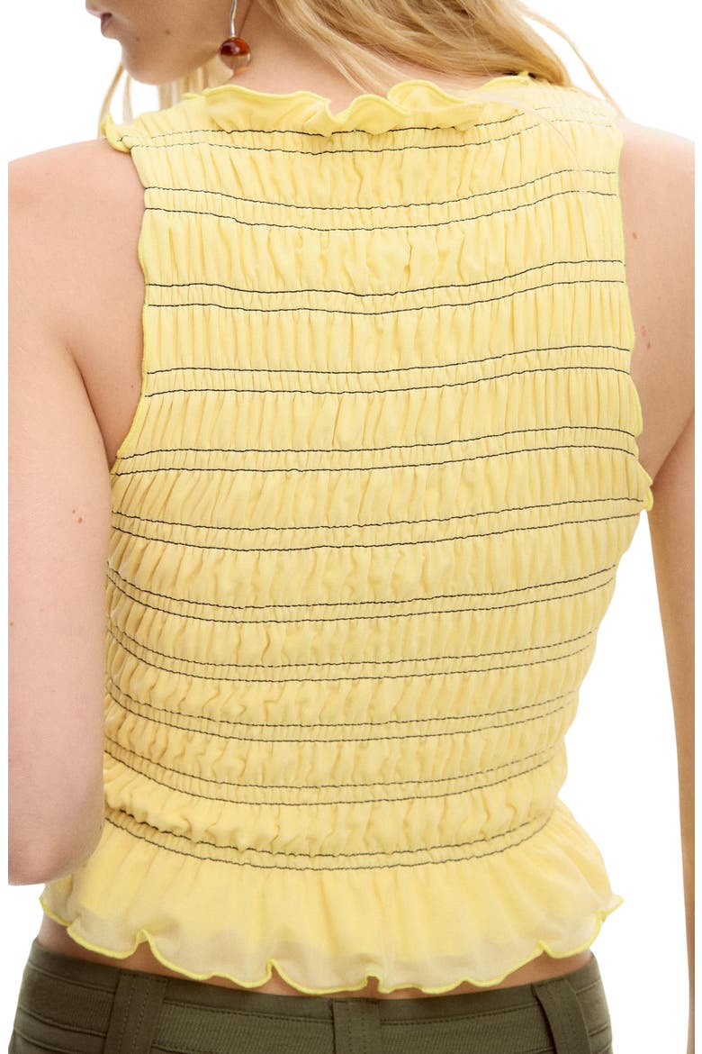 Shirred Sleeveless Crop Top, Alternate, color, YELLOW