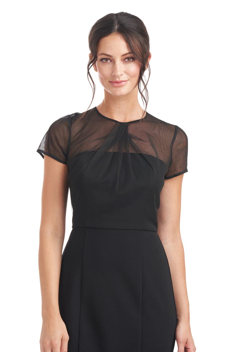Illusion Lace Short Sleeve Cocktail Dress, Alternate, color, BLACK