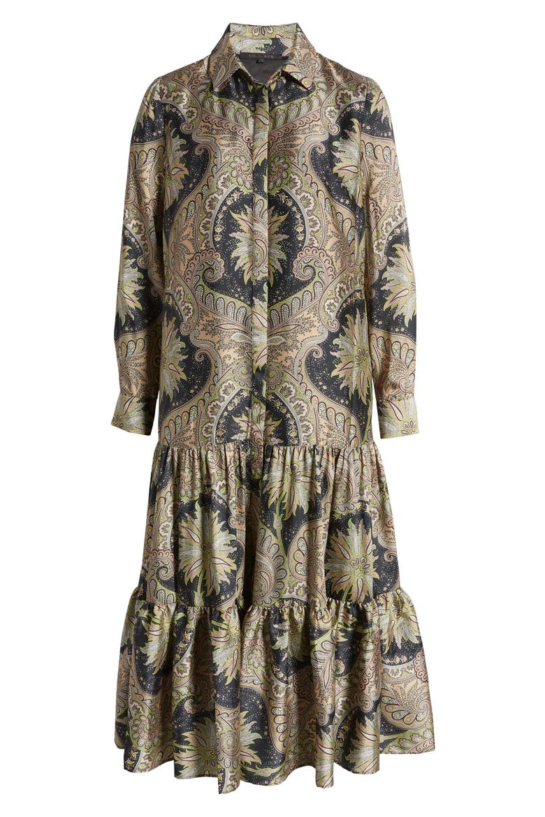 Print Long Sleeve Maxi Shirtdress, Alternate, color, NATURAL MULTI
