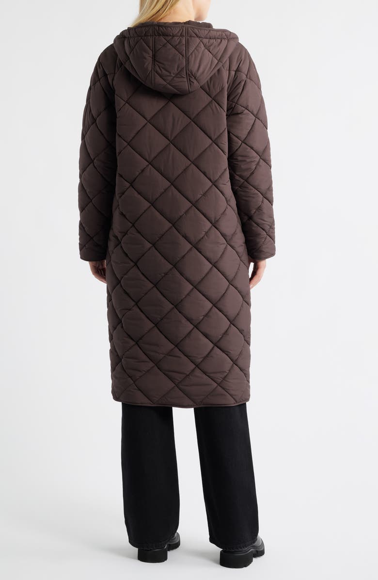 Bernardo Hooded Quilted Longline Jacket, Alternate, color, Brown