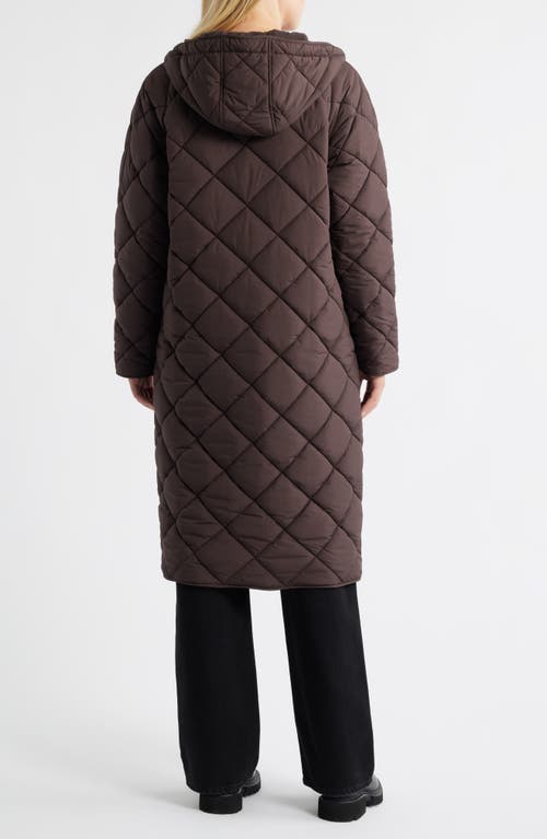 Bernardo Hooded Quilted Longline Jacket In Brown