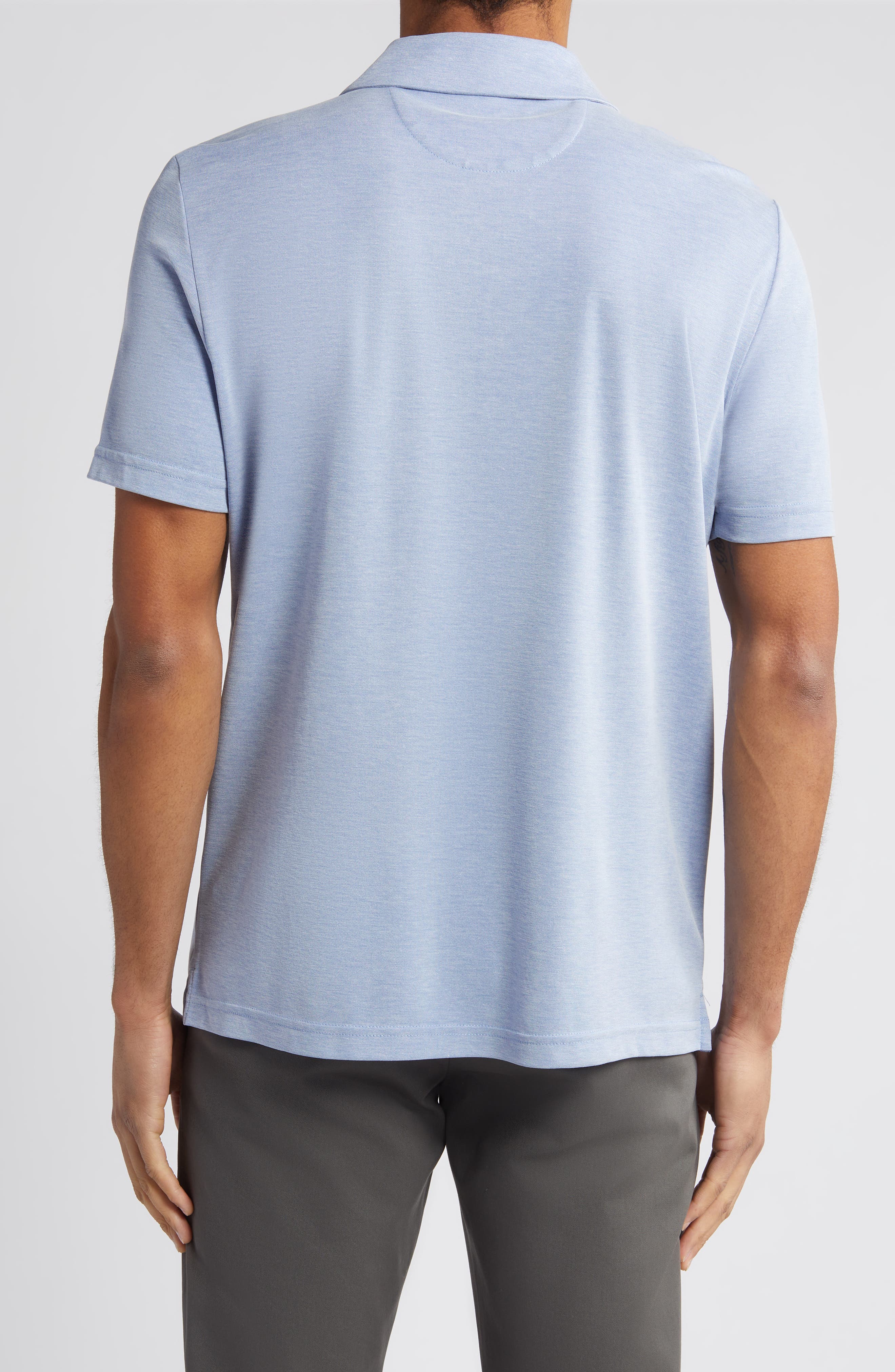 Bird's Eye Short Sleeve Knit Button-Up Shirt - image 2