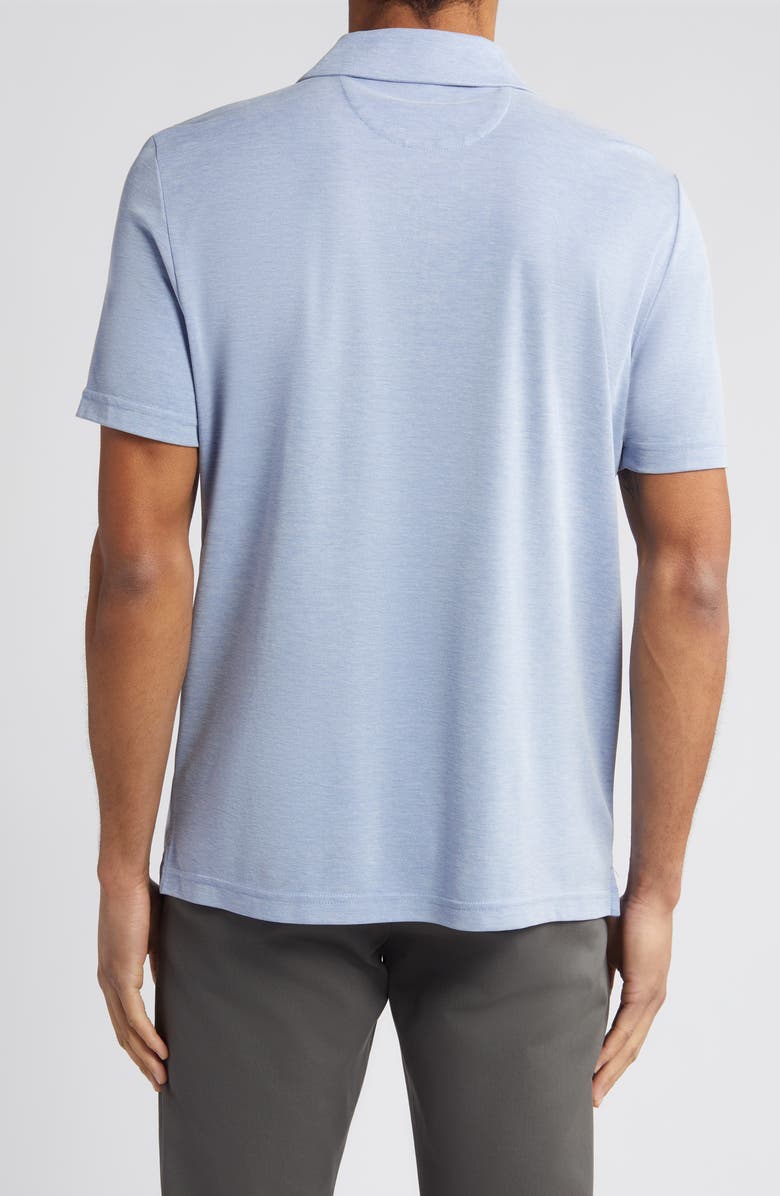 Johnston & Murphy Bird's Eye Short Sleeve Knit Button-Up Shirt, Alternate, color, Blue