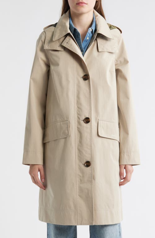 Barbour Hebrides Longline Waterproof Jacket With Removable Hood In Neutral