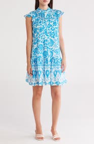 Donna Ricco Ruffle Cap Sleeve Button Front Dress