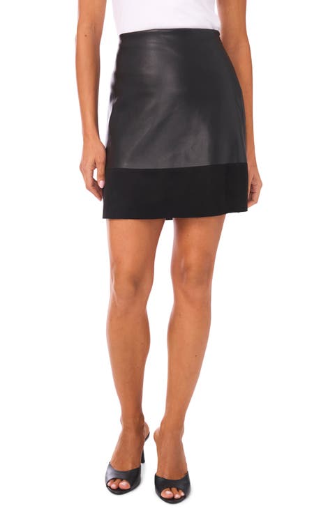 Faux Leather A-Line Miniskirt