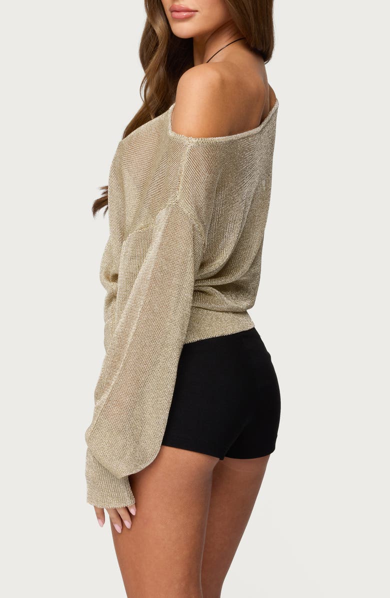 EDIKTED Charlo Off the Shoulder Metallic Knit Top, Alternate, color, 