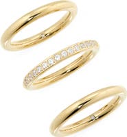Nordstrom Set of 3 Waterproof Cubic Zirconia Stackable Rings