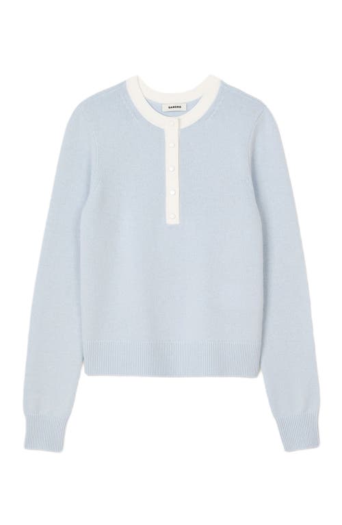 Sandro Wool-cashmere Henley Top In Sky Blue