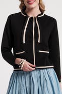 Frances Valentine Border Tie Neck Cardigan