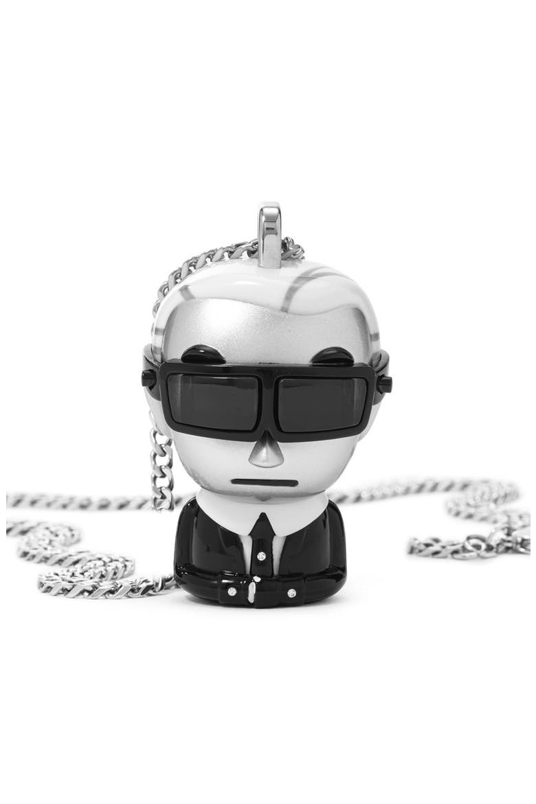 KARL LAGERFELD 'tokidoki' Digital Necklace Watch, 37mm x 51mm, Alternate, color, SILVER/ BLACK/ WHITE
