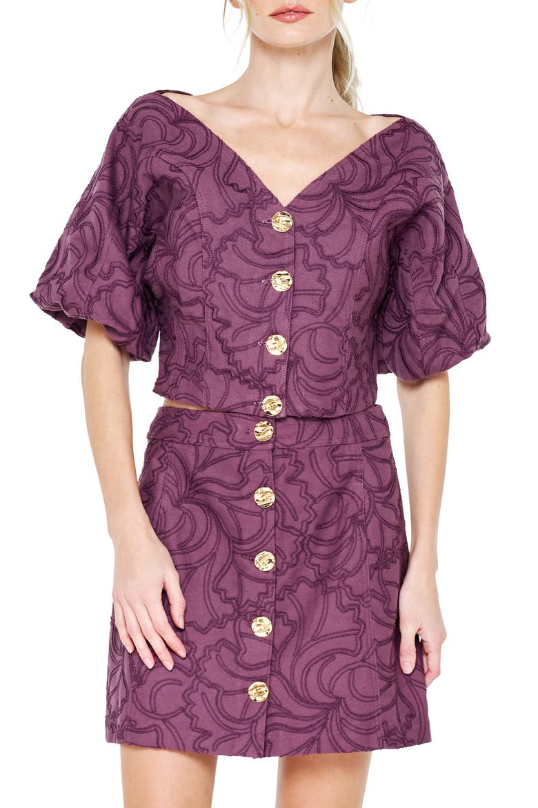 Natalyna Puff Sleeve Cotton Top, Main, color, CHOCOLATE BROWN