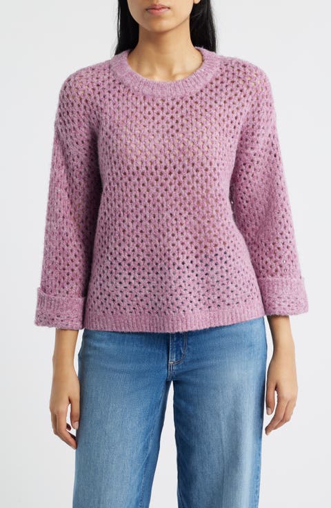 Open Stitch Cuffed Sweater