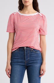 Caslon® Stripe Envelope Neck Knit Top
